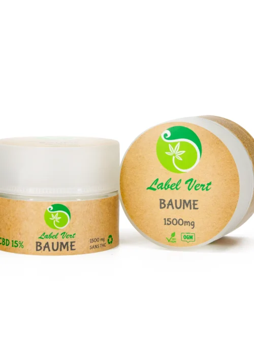 Baume CBD 15_ 1500mg label vert Baume CBD 15% 1500mg label vert