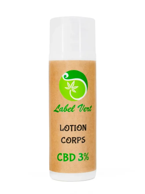 Lotion corps CBD 3_ label vert Lotion corps CBD 3% label vert